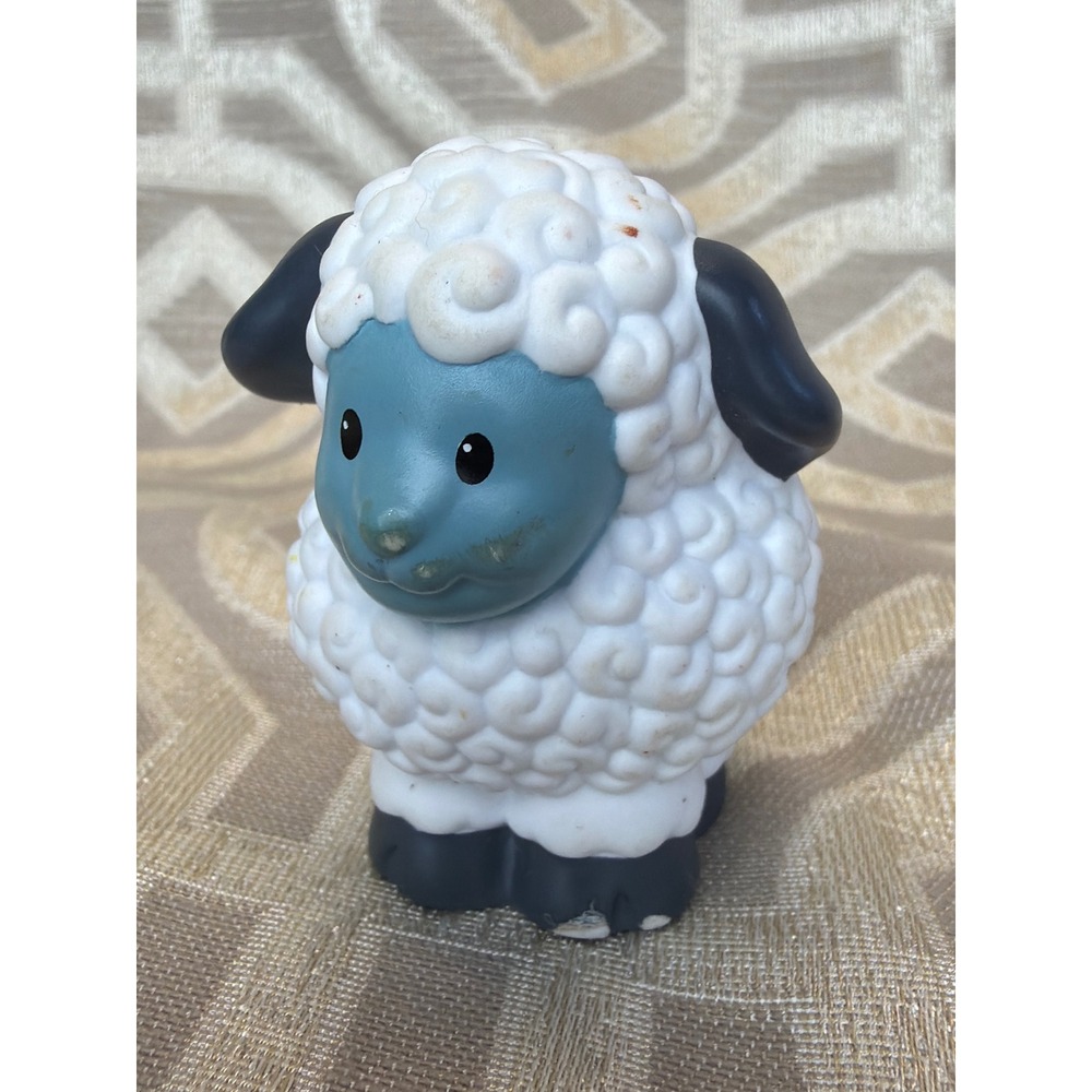 Fisher Price Little People Sheep Lamb Farm Animal Figure Blue Face 2002 Mattel